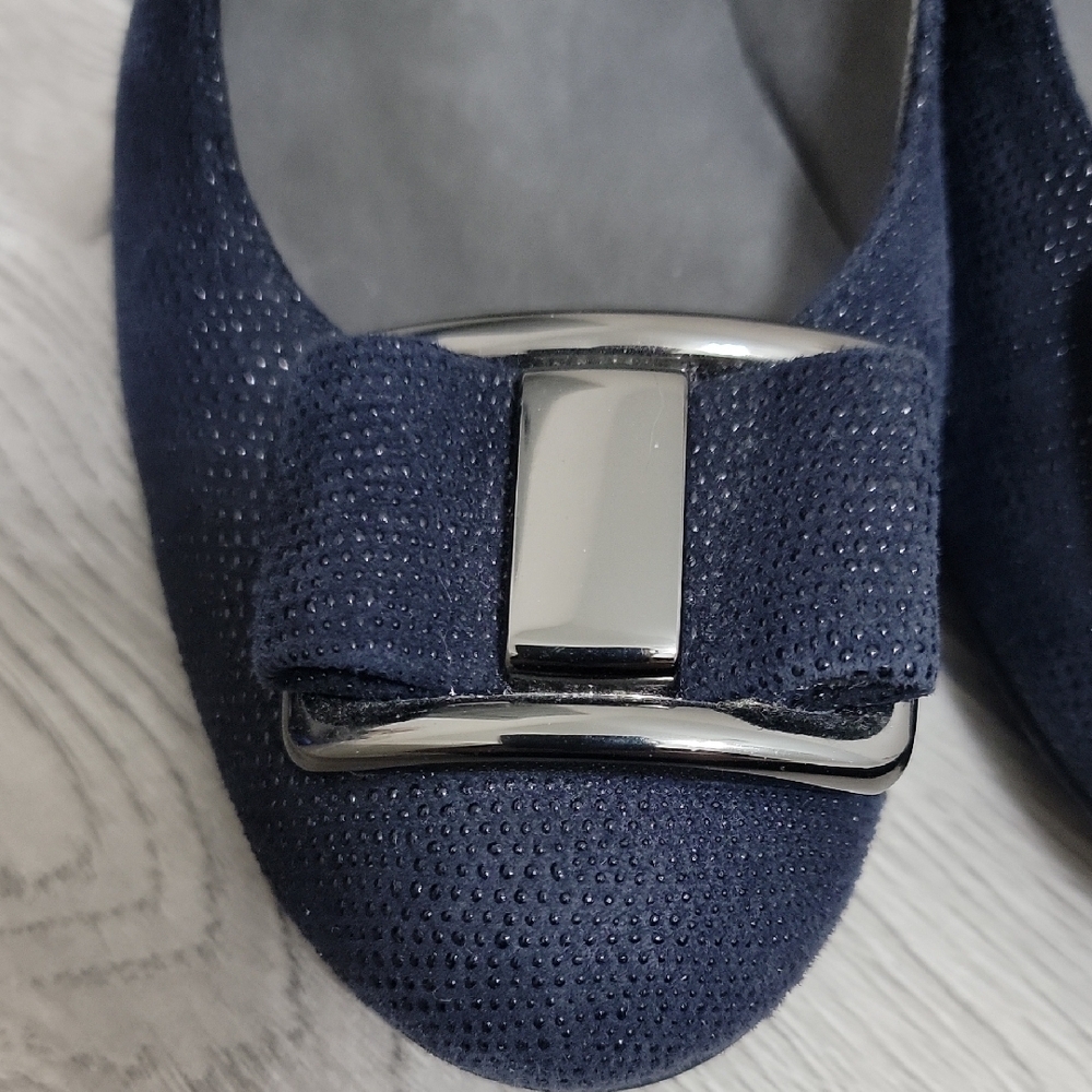 Stuart Weitzman Wedge Women Pumps Size 7M Blue Leather Made In Spain - Picture 6 of 6